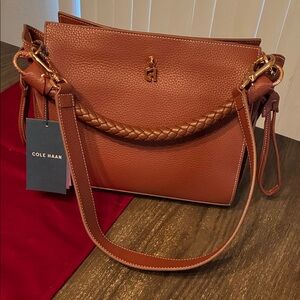 Cole Hahn Charissa genuine leather dark curio shoulder bag